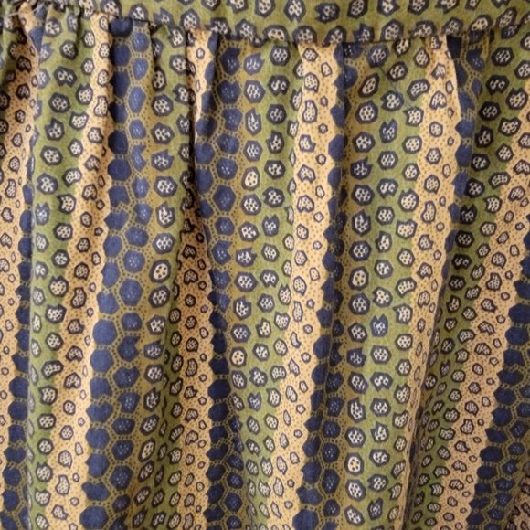 Anthropologie Maple Chloroform Strapless Dress Size 10 Green Blue Tan Boho Chic - Picture 5 of 6